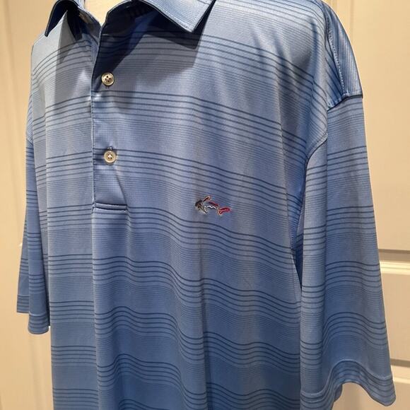 Greg Norman Play Dry Golf Shirt - Blue Stripe - XXL - Picture 2 of 4